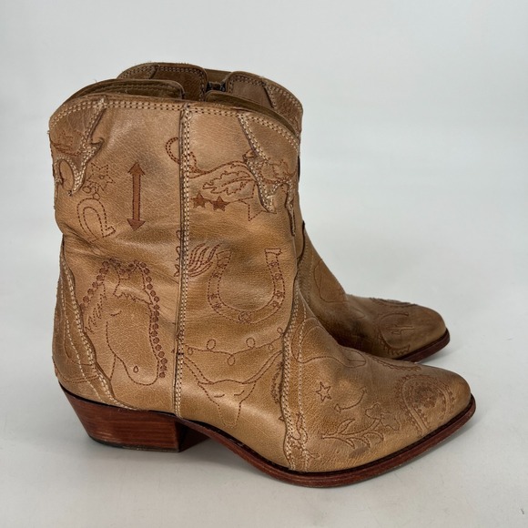 Free People Frontier Doodle Boots Womens 7.5 Western Rodeo Country Embroidered - Picture 5 of 15